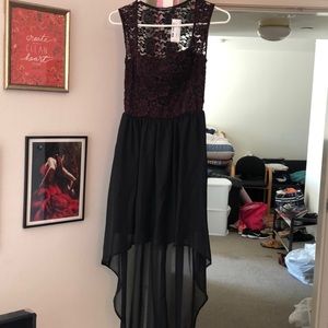 Burgundy High-Low Dress